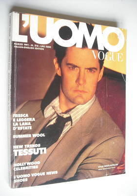 <!--1991-03-->L'Uomo Vogue magazine - March 1991 - Kyle MacLachlan cover