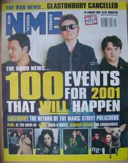 NME magazine - Manic Street Preachers cover (13 January 2001)