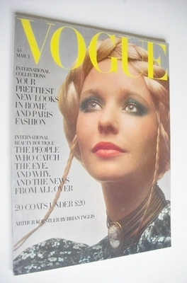 British Vogue magazine - 1 March 1970 - Maudie James cover