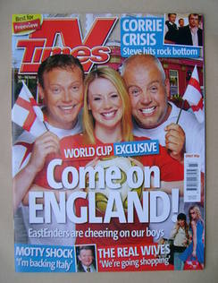 TV Times magazine - Ricky Groves, Kellie Shirley and Cliff Parisi cover (10-16 June 2006)
