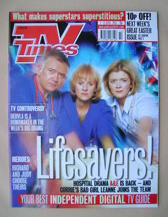 TV Times magazine - Martin Shaw, Niamh Cusack and Jane Danson cover (7-13 April 2001)