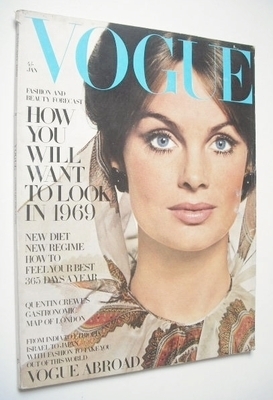 British Vogue magazine - January 1969 - Jean Shrimpton cover