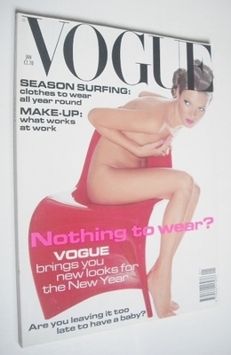 British Vogue magazine - January 1995 - Kate Moss cover