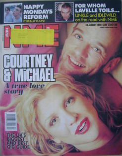 <!--1999-01-23-->NME magazine - Michael Stipe and Courtney Love cover (23 J