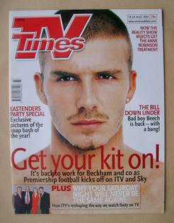 TV Times magazine - David Beckham cover (18-24 August 2001)
