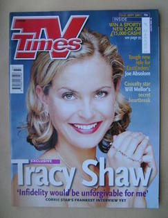 TV Times magazine - Tracy Shaw cover (15-21 September 2001)