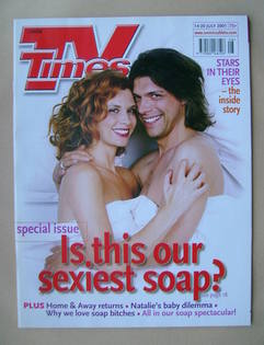 TV Times magazine - Samantha Giles and Gary Turner cover (14-20 July 2001)