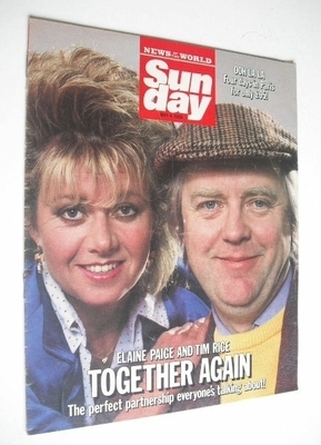Sunday magazine - 4 May 1986 - Elaine Paige and Tim Rice cover