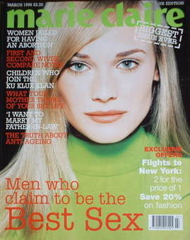 British Marie Claire magazine - March 1996 - Diane Heidkrueger cover