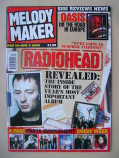 Melody Maker magazine - Radiohead cover (29 March-4 April 2000)