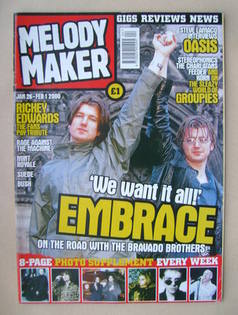<!--2000-01-26-->Melody Maker magazine - Embrace cover (26 January-1 Februa