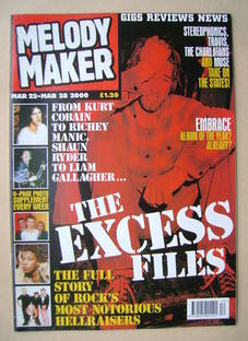 <!--2000-03-22-->Melody Maker magazine - The Excess Files cover (22-28 Marc