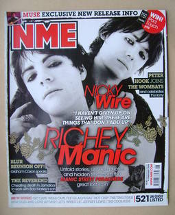 NME magazine - Richey Edwards and Nicky Wire cover (9 February 2008)