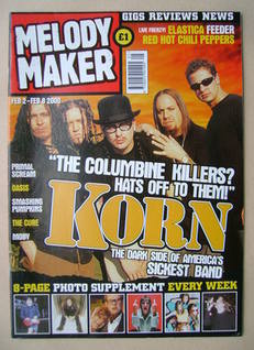 <!--2000-02-02-->Melody Maker magazine - Korn cover (2-8 February 2000)