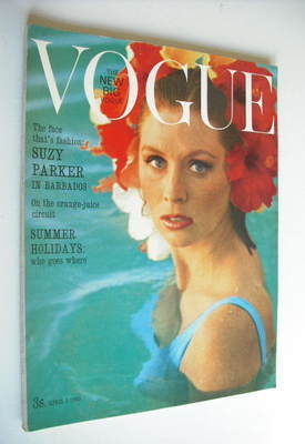 British Vogue magazine - 1 April 1963 - Suzy Parker cover