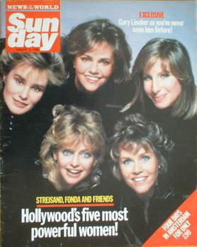 Sunday magazine - 3 August 1986 - Barbra Streisand, Sally Field, Jane Fonda, Goldie Haw, Jessica Lange cover