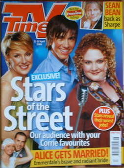 TV Times magazine - Sally Whittaker, Richard Fleeshman, Jennie McAlpine cover (22-28 April 2006)