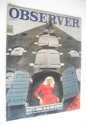 The Observer magazine - What's Going On In Amsterdam cover (25 April 1971)