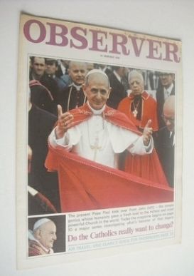 The Observer magazine - Pope Paul VI cover (18 January 1970)