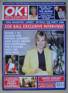 OK! magazine - Zoe Ball cover (24 April 1998 - Issue 107)