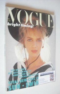 British Vogue magazine - May 1986 - Uma Thurman cover