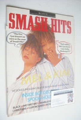 <!--1987-07-15-->Smash Hits magazine - Mel and Kim cover (15-28 July 1987)