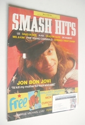 <!--1987-04-08-->Smash Hits magazine - Jon Bon Jovi cover (8-21 April 1987)