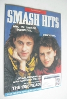 <!--1985-12-18-->Smash Hits magazine - John Taylor and Bob Geldof cover (18-31 December 1985)