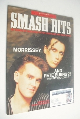 <!--1985-10-09-->Smash Hits magazine - Pete Burns and Morrissey cover (9-22