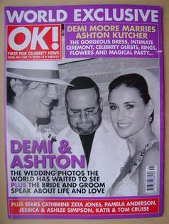OK! magazine - Demi Moore and Ashton Kutcher Wedding cover (18 October 2005 - Issue 491)