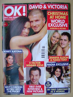 OK! magazine - David and Victoria Beckham cover (21 December 2004 - Issue 449)