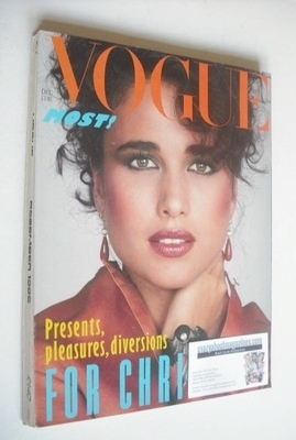 British Vogue magazine - December 1982 - Andie MacDowell cover