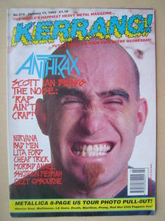 <!--1992-01-11-->Kerrang magazine - Scott Ian cover (11 January 1992 - Issu