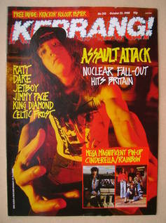 <!--1988-10-22-->Kerrang magazine - Dan Lilker cover (22 October 1988 - Iss