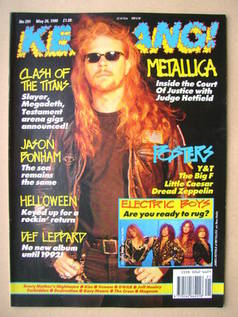 <!--1990-05-26-->Kerrang magazine - James Hetfield cover (26 May 1990 - Iss