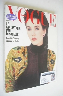 French Paris Vogue magazine - November 1988 - Isabelle Adjani cover