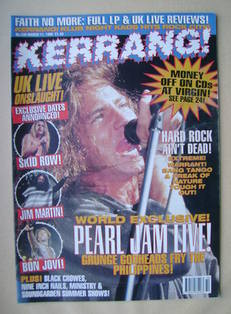<!--1995-03-11-->Kerrang magazine - Pearl Jam cover (11 March 1995 - Issue 