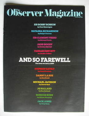 The Observer magazine - And So Farewell cover (13 December 2009)
