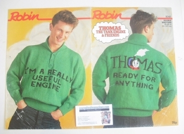 Thomas The Tank Engine Sweater Knitting Pattern (Robin R243) (Adult Size)