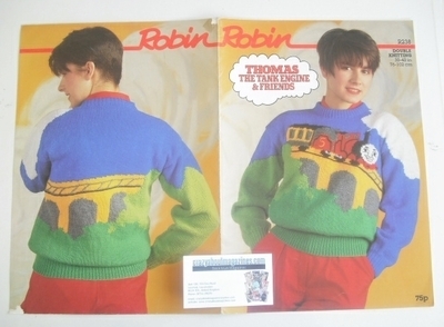 James The Red Engine Sweater Knitting Pattern (Robin R238) (Child/Adult Siz