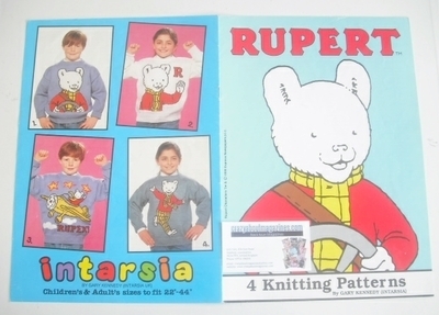 Rupert Sweater Knitting Patterns x4 (Intarsia) (Child/Adult Size)