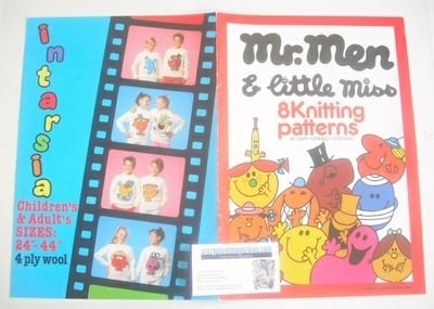 Mr Men and Little Miss Sweater Knitting Patterns x8 (Intarsia) (Child/Adult Size)