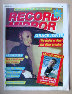 Record Mirror magazine - Grace Jones cover (30 October 1982)