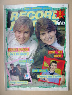 Record Mirror magazine - Modern Romance cover (12 March 1983)