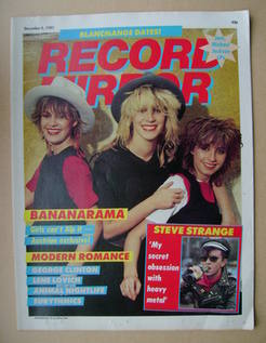 Record Mirror magazine - Bananarama cover (4 December 1982)