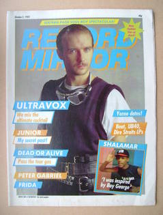 <!--1982-10-02-->Record Mirror magazine - Midge Ure cover (2 October 1982)