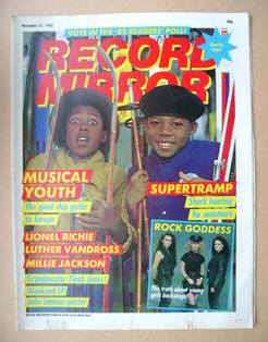<!--1982-11-27-->Record Mirror magazine - Musical Youth cover (27 November 
