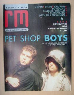 Record Mirror magazine - Pet Shop Boys cover (22 November 1986)