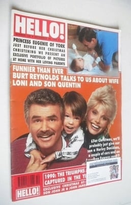 Hello! magazine - Burt Reynolds, Loni Anderson and son Quentin cover (29 December 1990 - Issue 133)