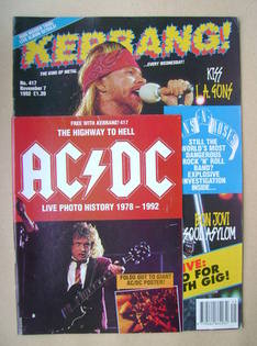 <!--1992-11-07-->Kerrang magazine - Axl Rose cover (7 November 1992 - Issue